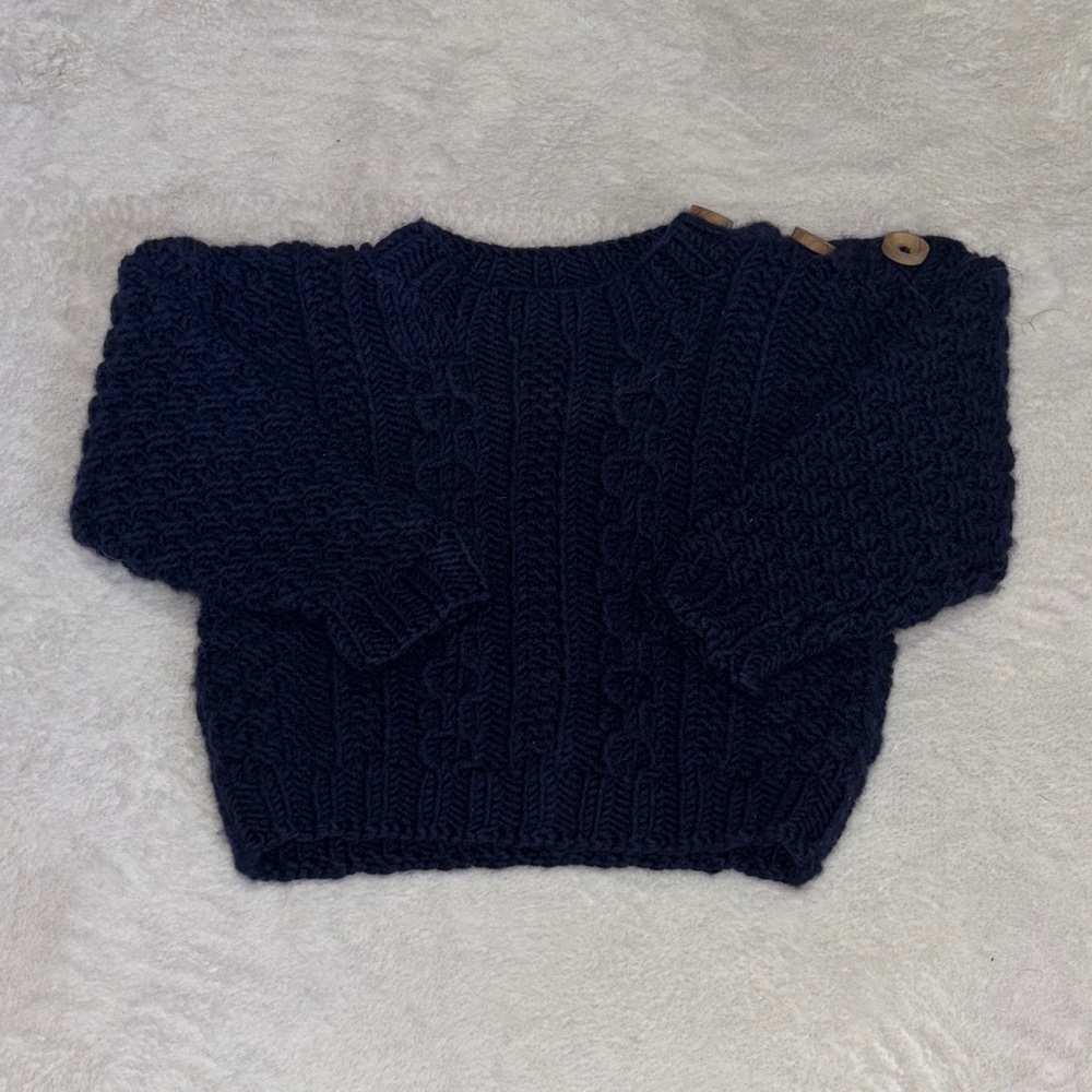 Navy Blue chunky Cable Knit Sweater baby boy 3-6 months